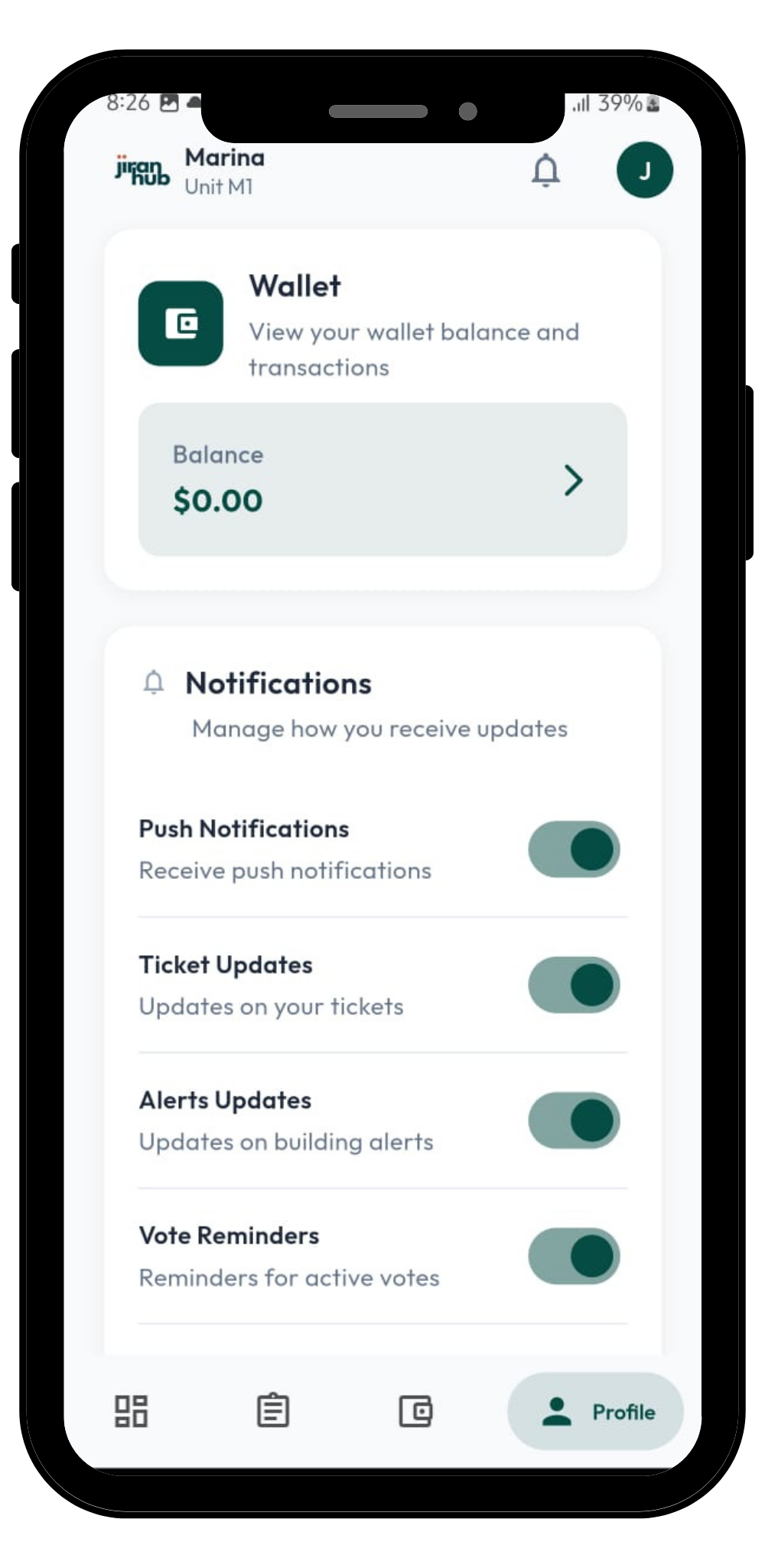 Wallet balance and transactions